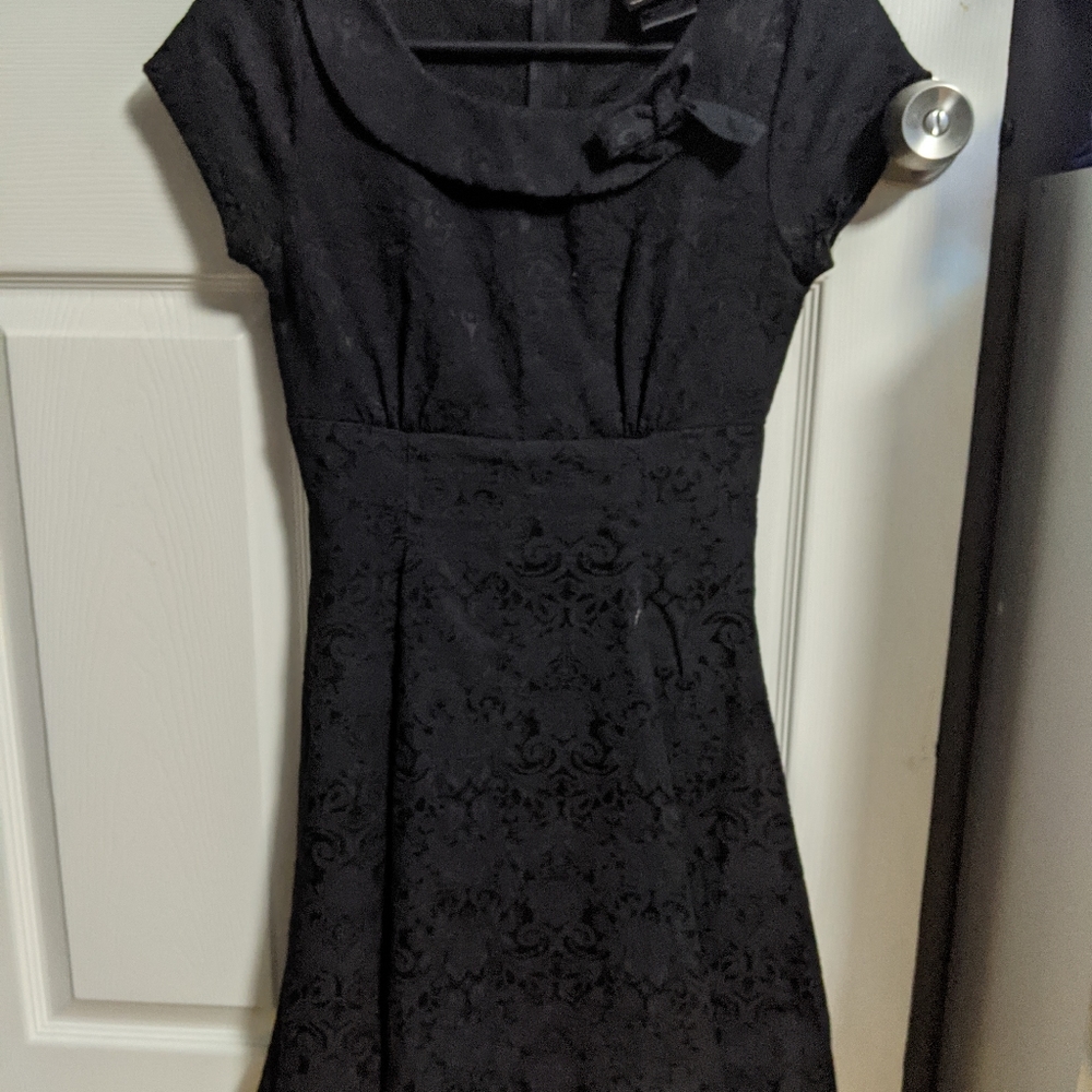 Heavy Red Gothic Black Brocade Dress